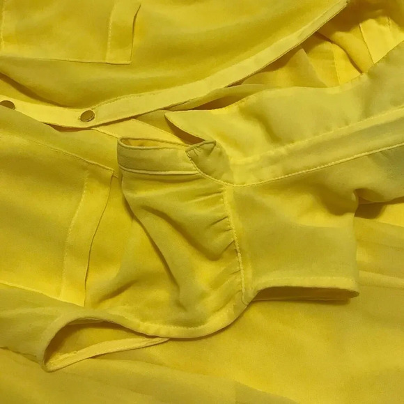 H&M Yellow Blouson Mini Dress Women 4 - Picture 12 of 12